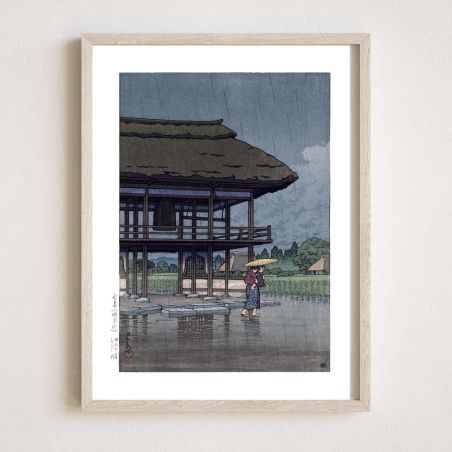 reproduccion impresa de Kawase Hasui, Templo Genzo, Miyazaki, Prefectura de Saitama