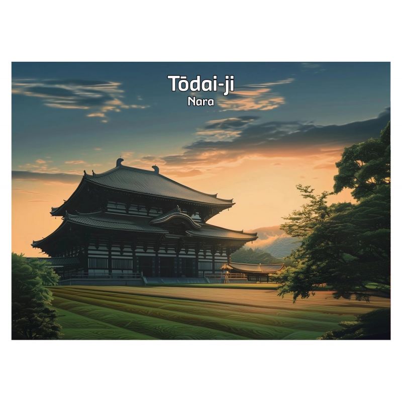 Japanische Illustration des buddhistischen Tōdai-ji-Tempels in Nara, von ダヴィッド