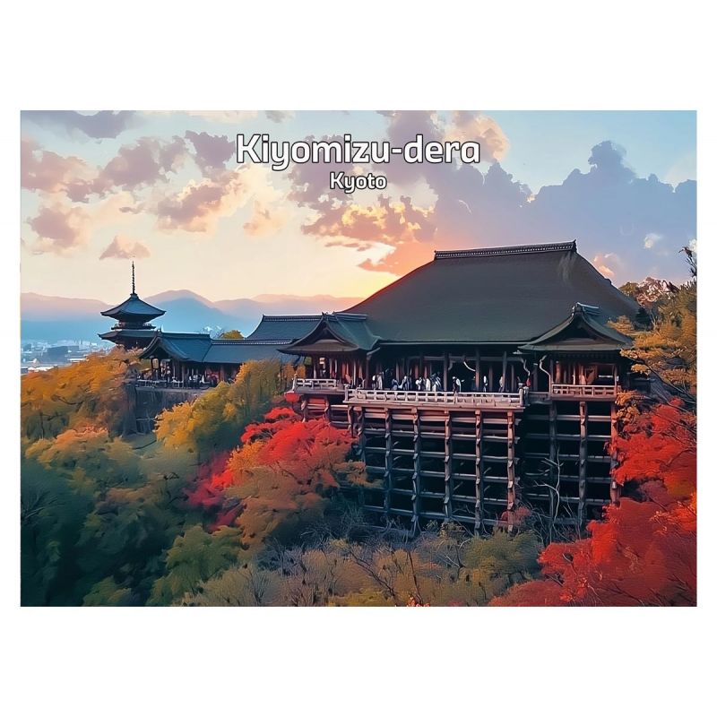 illustration japonaise du temple Kiyomizu ou Kiyomizu-dera à Kyoto, by ダヴィッド