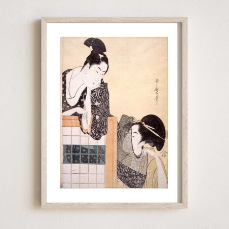 Japanese print, pair with screen, UTAMARO 1