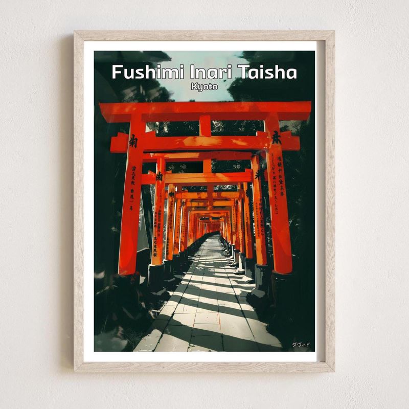 Illustrazione giapponese del santuario Fushimi Inari Taisha a Kyoto, di ダヴィッド