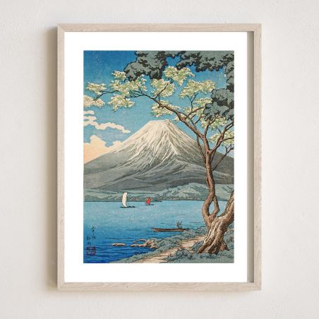 Reproduction d'estampe japonaise, mont fuji du lac Yamanaka par Hiroaki Takahashi