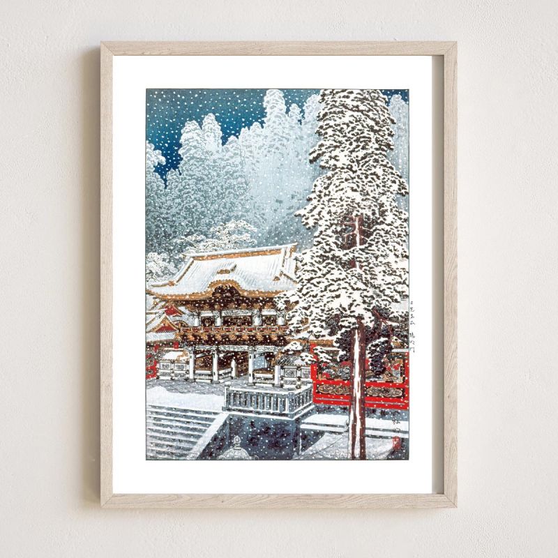 Japanese woodblock print reproduction, Yōmeimon Gate in Nikkō by Hiroaki Takahashi