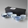 Set mit 5 japanischen Teeschalen aus Keramik – AIZOME GOSO SENCHA