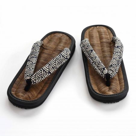 pair of Japanese zori sandals, CHIKUSUI KARASU - ASANOHA- Hemp leaf pattern