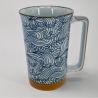 Large Japanese ceramic tea mug - Aranami Blue