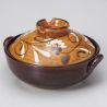 Donabe - clay pot for sukiyaki, floral pattern - KAHEI