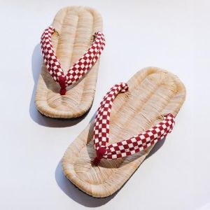 paire de sandales japonaises zori, NAGOMI, damier rouge et blanc, Ishidatami