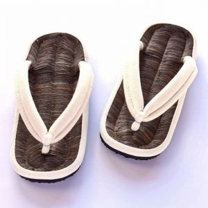 par de sandalias japonesas zori, BAMBOO HEMPU, blanco