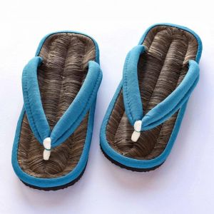 par de sandalias japonesas zori, BAMBOO HEMPU, azul