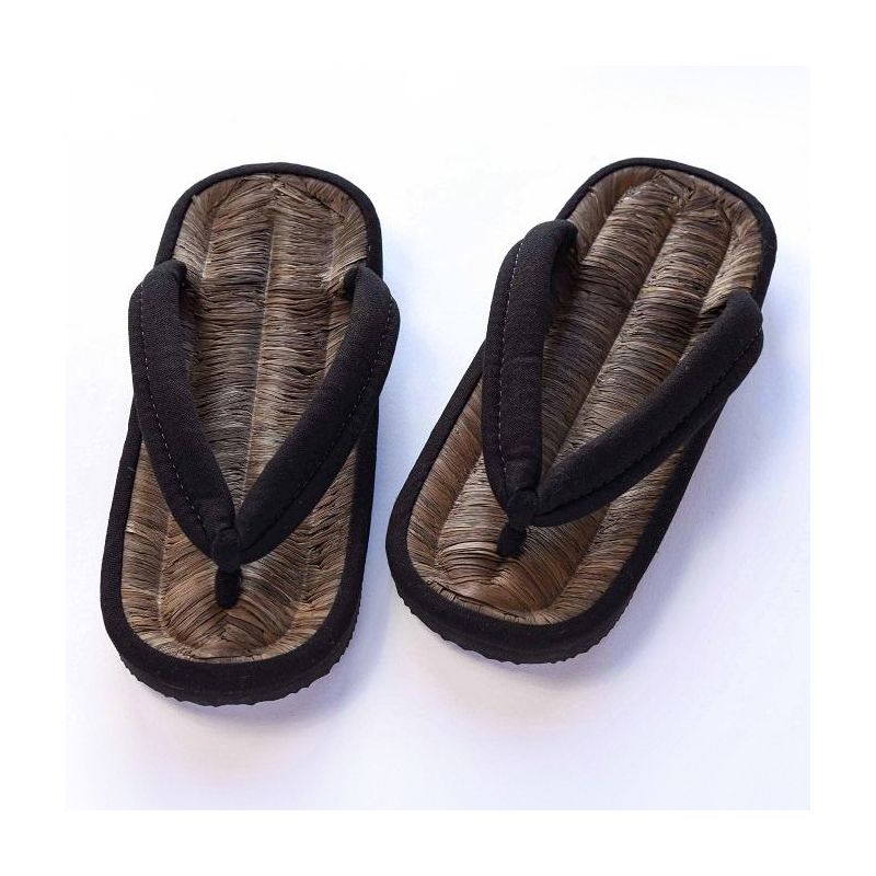 par de sandalias japonesas zori, BAMBOO HEMPU, negro