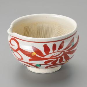 Japanische Suribachi-Keramikschale mit Arabeskenblume - HANA KARAKUSA