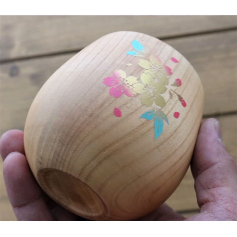 Japanese wooden bowl, cherry blossoms - SAKURA NO HANA 1