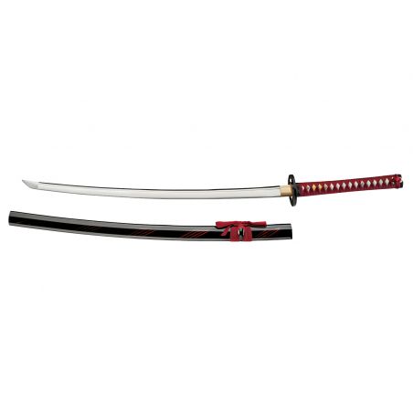 Katana de décoration Red Samurai - Lame 710mm - Manche Peau de raie - Fourreau