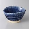 Navy Blue Oval Ceramic Japanese Rice Bowl - DAEN KATACHI