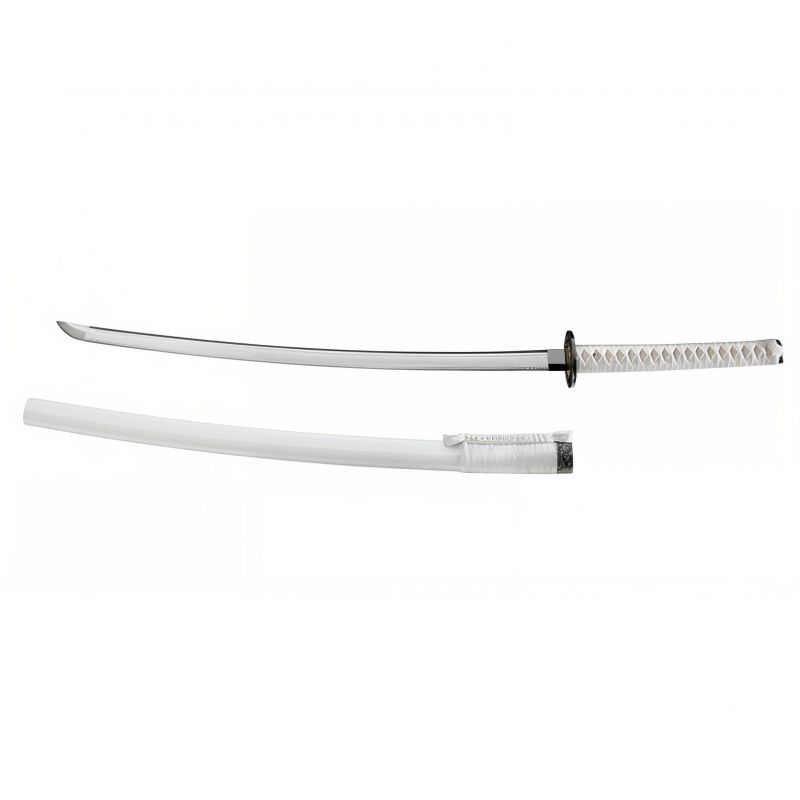 Dekoratives Katana White Samurai (nicht geschärft) - 710 mm Klinge - Griff aus Rochenhaut - Scheide