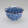 Japanese blue teacup in ceramic SEIGAIHA waves