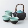 Black and blue ceramic teapot and 4 cups set - AOMI