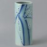 Japanese tall vase, blue, plum flowers, Ø8.5cm, AOJI UME