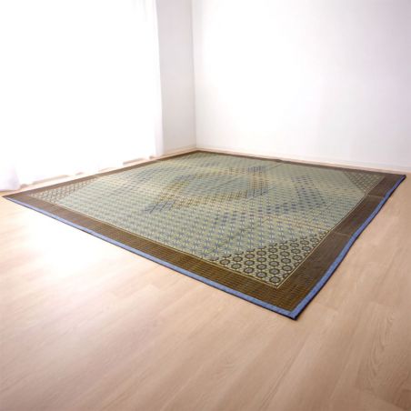 Tapis traditionnel japonais, natte paille de riz, motif asanoha, KUMIKO