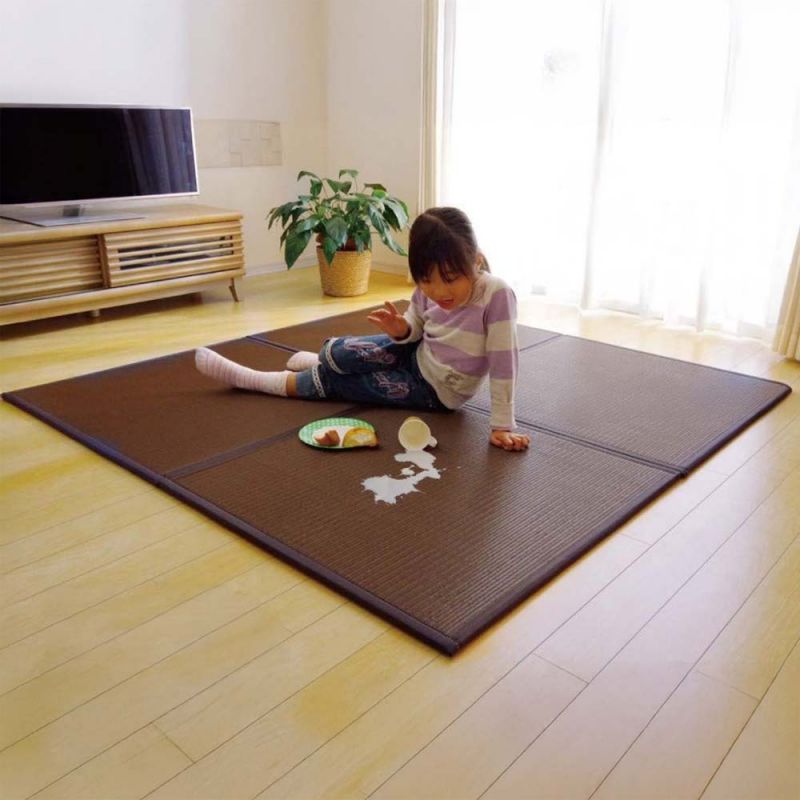 Tatami giapponese tradizionale, stuoia in polipropilene, marrone, SQUASH, 82x82cm