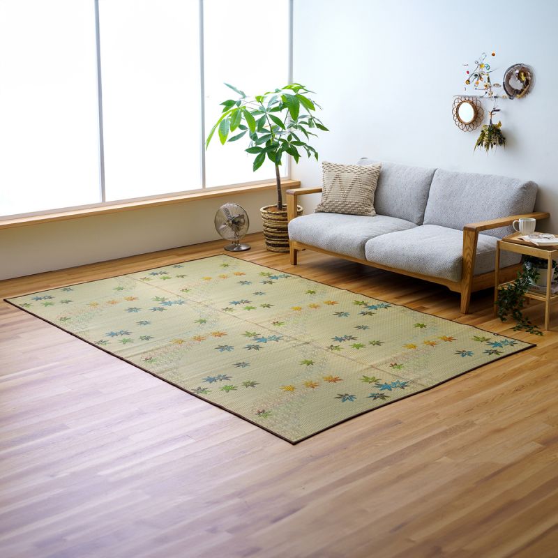 Traditional Japanese mat, rice straw mat, Tatami Mat, maple leaf, Kaede