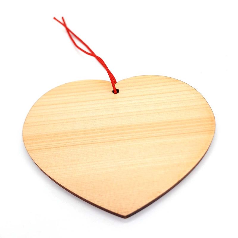 Amuleto japonés EMA en madera en blanco para decorarte en forma de corazón -SHINZO