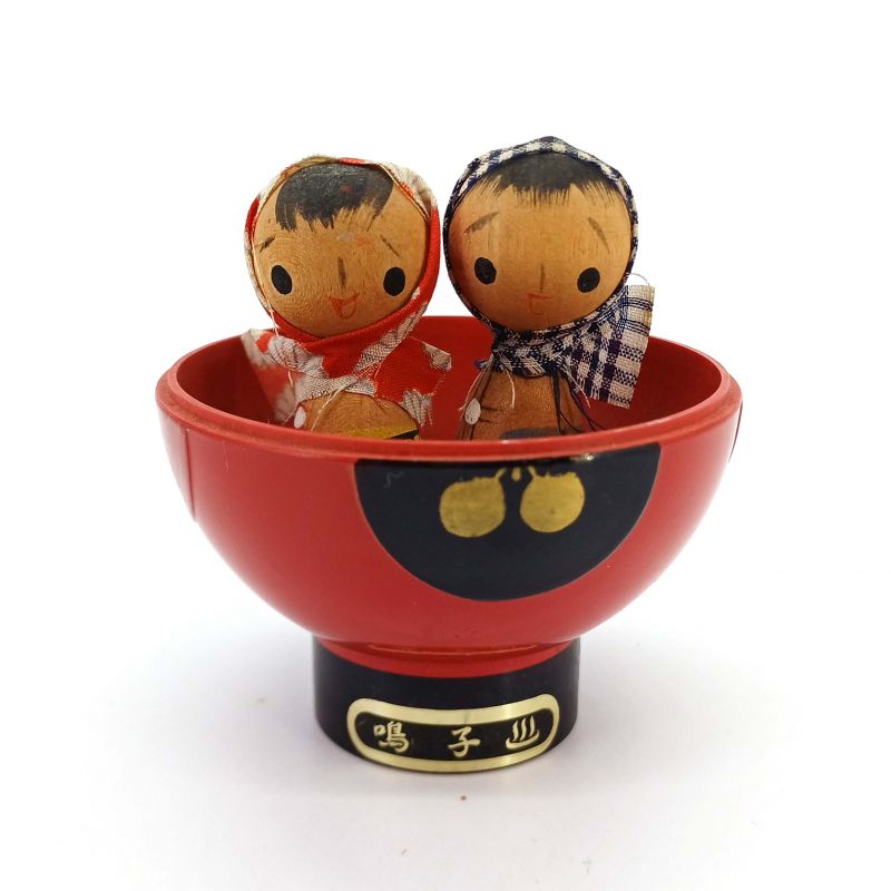 Duo de Poupée en bois japonaise, KOKESHI VINTAGE