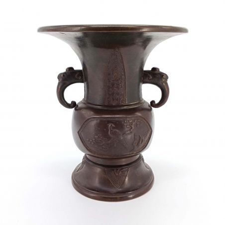 Antico vaso giapponese in bronzo per la cerimonia dell'incenso, periodo Meiji - Kujaku