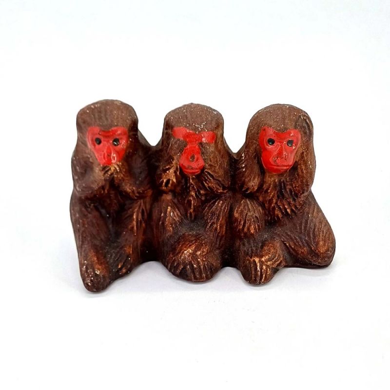 Japanese cute porcelain figurine of three wise monkeys 1950s