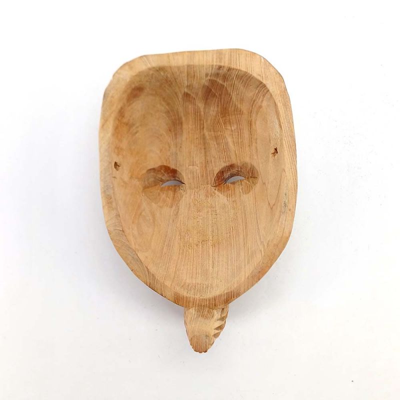 Piccola maschera in legno intagliato, Noh vintage, OKINA, il vecchio, pezzo unico