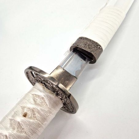 Dekoratives Katana White Samurai (nicht geschärft) - 710 mm Klinge - Griff aus Rochenhaut - Scheide