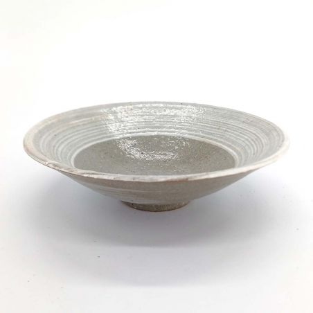 Japanese ceramic deep plate with BURASHI patterns - Grey