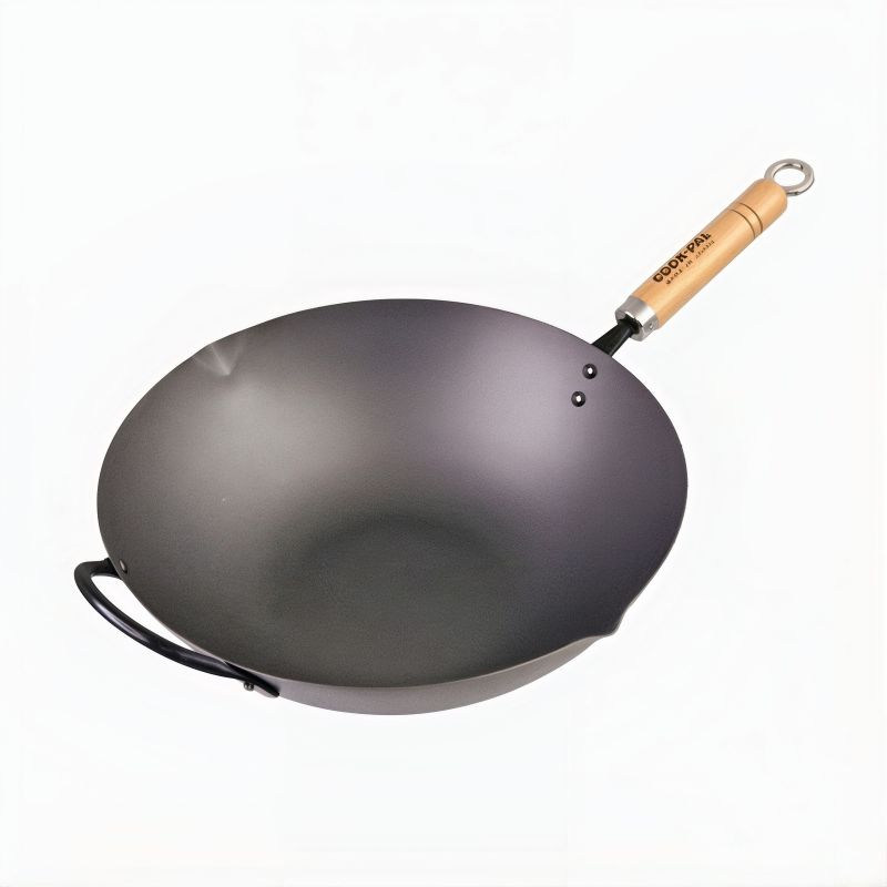 Wok en acier avec manche en bois, YOSHIKAWA BEJING WOK, 33cm