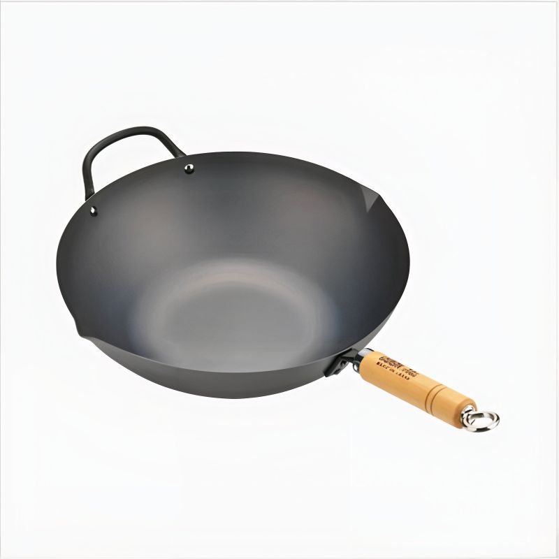 Wok en acier avec manche en bois, YOSHIKAWA BEJING WOK, 33cm