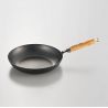 Poêle à frire en acier avec manche en bois, YOSHIKAWA FRYING PAN