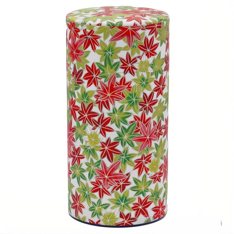 Japanese Tea Canister Red and Green Washi Paper - AKA MIDORI MOMIJI - 200g