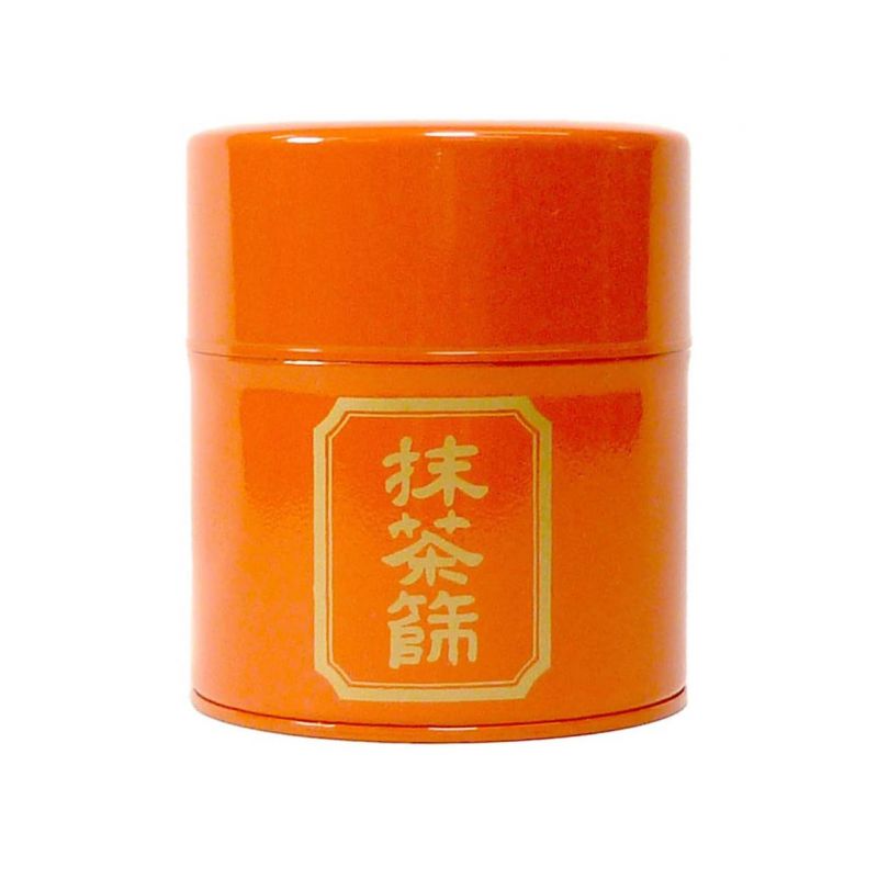 Caja de té japonesa de metal naranja, MATCHA BURUI, 150 g