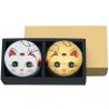 Duo of Japanese tea canisters round cat, NEKO, 150gr