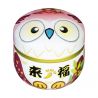 Furuko Japanese pink metal tea box with owl motif, 150gr