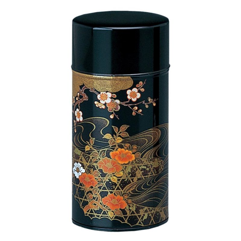 Japanese black metal tea caddy, KOUETSU, 200 g