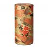 Boîte à thé japonaise rouge et dorée en papier washi, KOGANE, 200 g