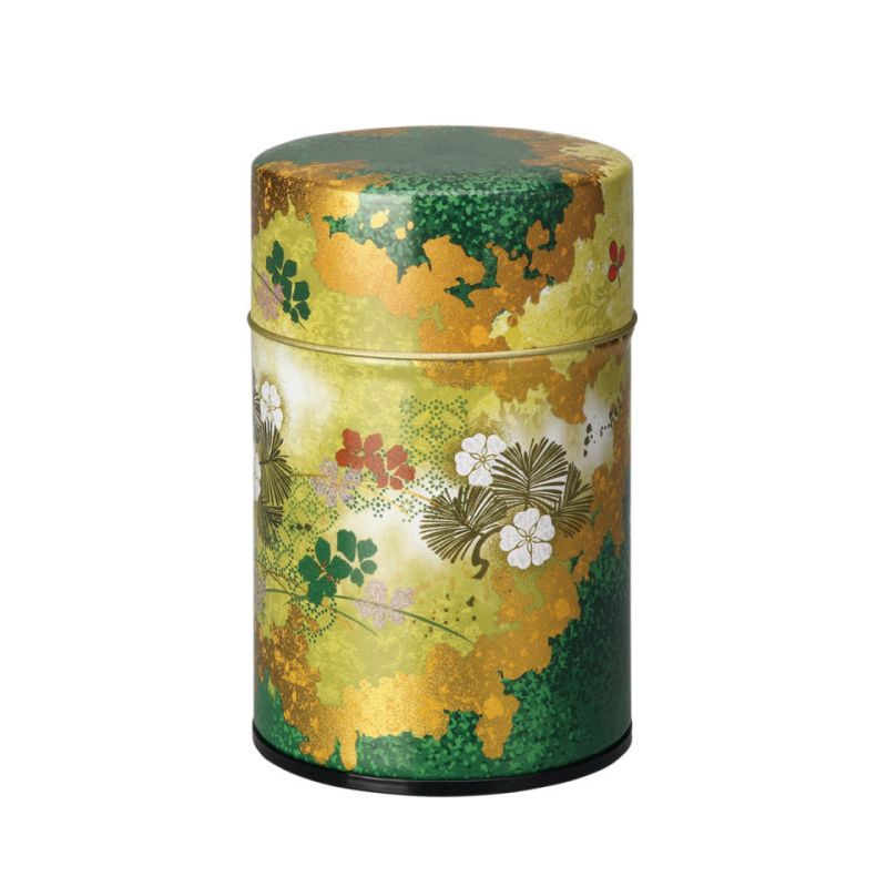 Boîte à thé japonaise verte en métal, GINGA, 150 g