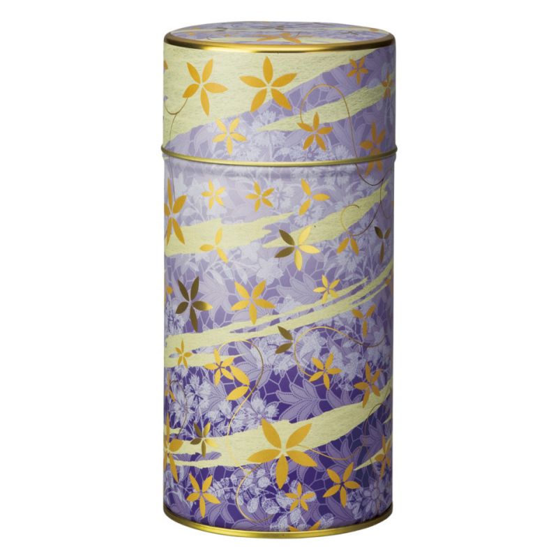 Japanese purple metal tea caddy - HANA ASOBI - 200gr