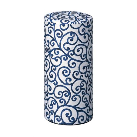 White and blue Japanese tea box in washi paper, AIZOME KARAKUSA, 200 g