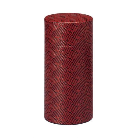 Japanese red and black metal kamakura bori pod tea canister, 150 g or 200 g