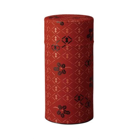 Boîte à thé japonaise rouge et noire en papier washi - AKA SAKURA - 200gr