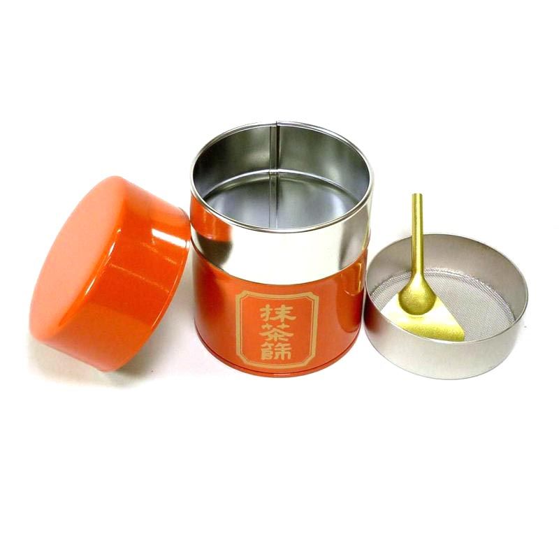 Boîte à thé japonaise orange en métal, MATCHA BURUI, 150 g