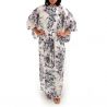 Kimono yukata de algodón blanco tradicional japonés con estampado de flores de lirio para mujer, YUKATA YURI