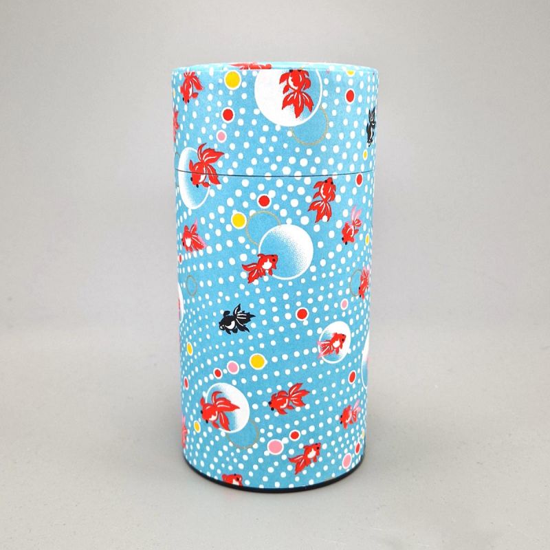 Blue Japanese tea box in washi paper - KINGYO - 200gr